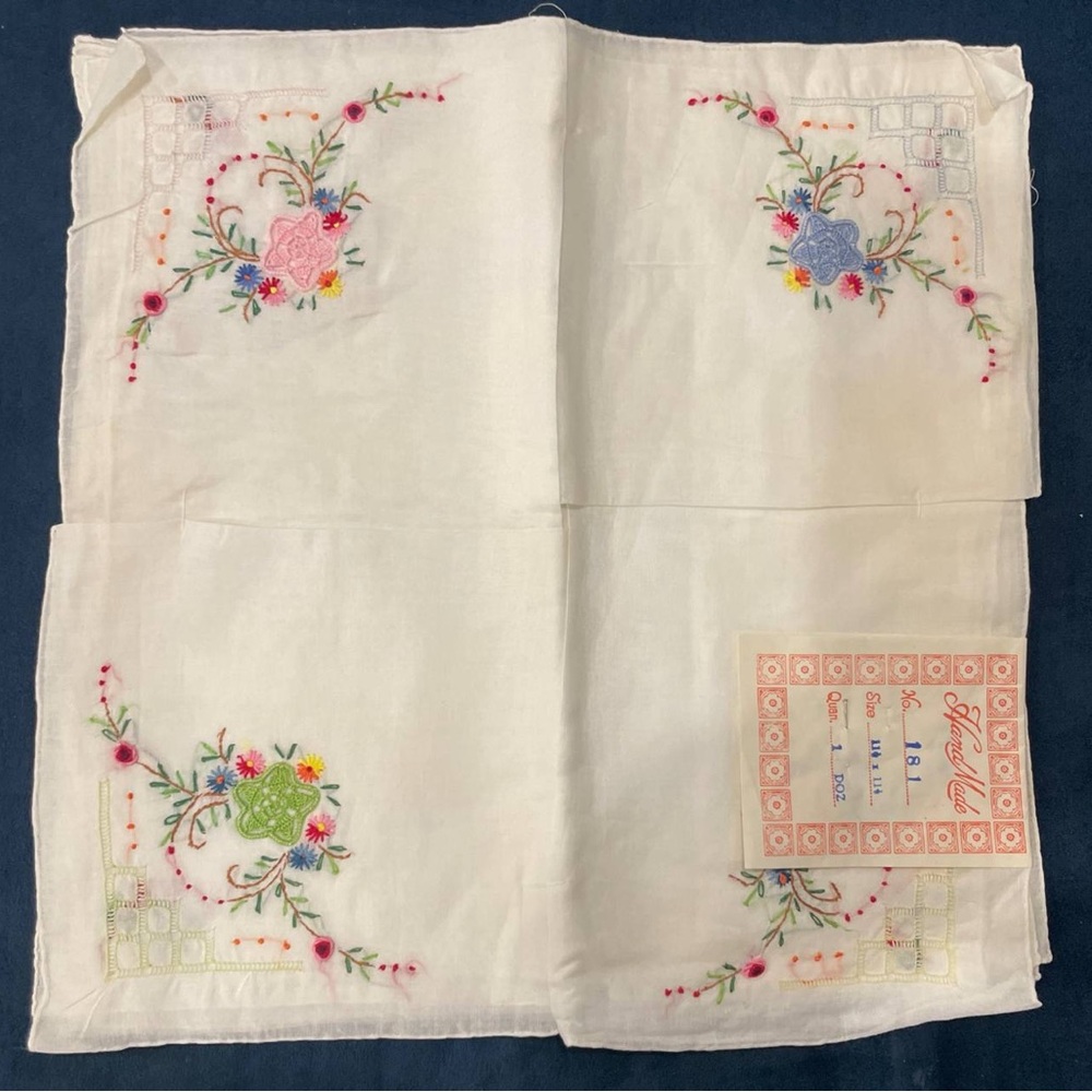 Embroidered Floral Linen Napkins